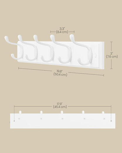 SONGMICS Wall-Mounted Coat Rack, Hook Rack, 5 Dual Metal Hooks, - Image 6
