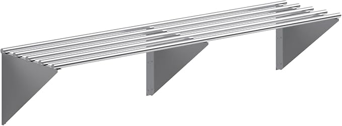 AmGood 18 in. x 72 in. NSF Stainless Steel Tubular Wall Shelf | Heavy-Duty by AmGood