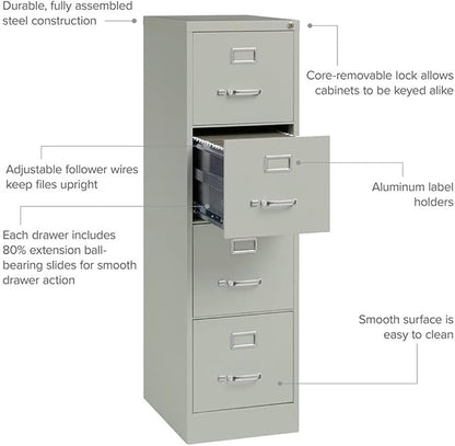 Scranton & Co 4-Drawer 22" Deep Letter Filing Cabinet in Black, Office - Image 7