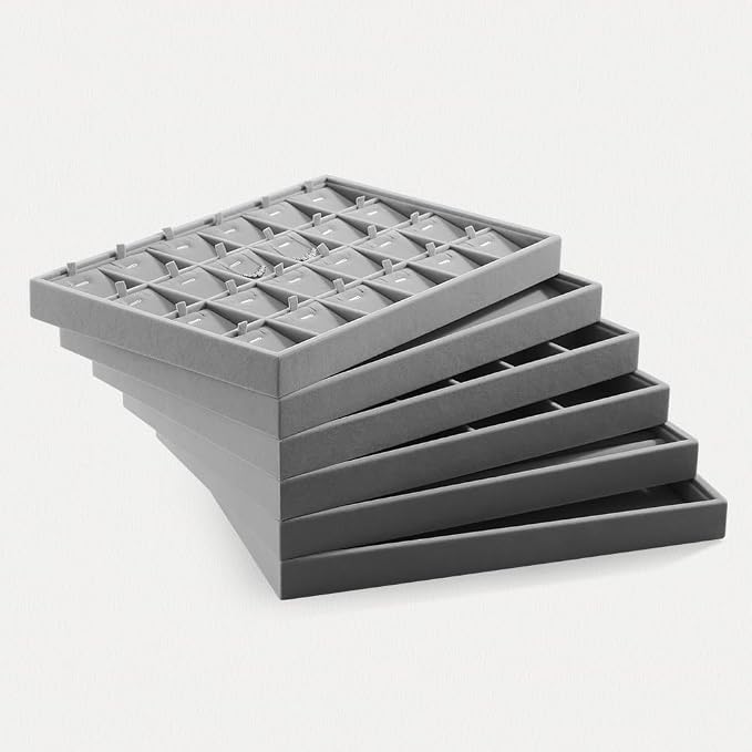 Velvet Stackable Jewelry Display Tray, 24 Grid Earring Ring Storage Tray - Image 7