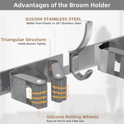 Broom Holder Over The Door Over Door Broom and Mop Rack Over The Door Hooks - Image 3
