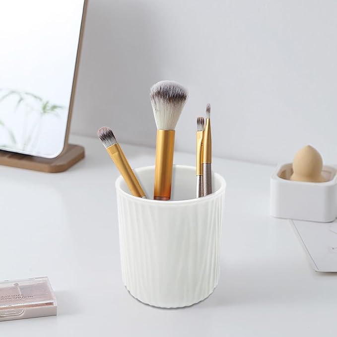 Round Ceramic Pen Holder for Desk Cute Pencil Cup Pot Desk Organizer for Girls - Image 4