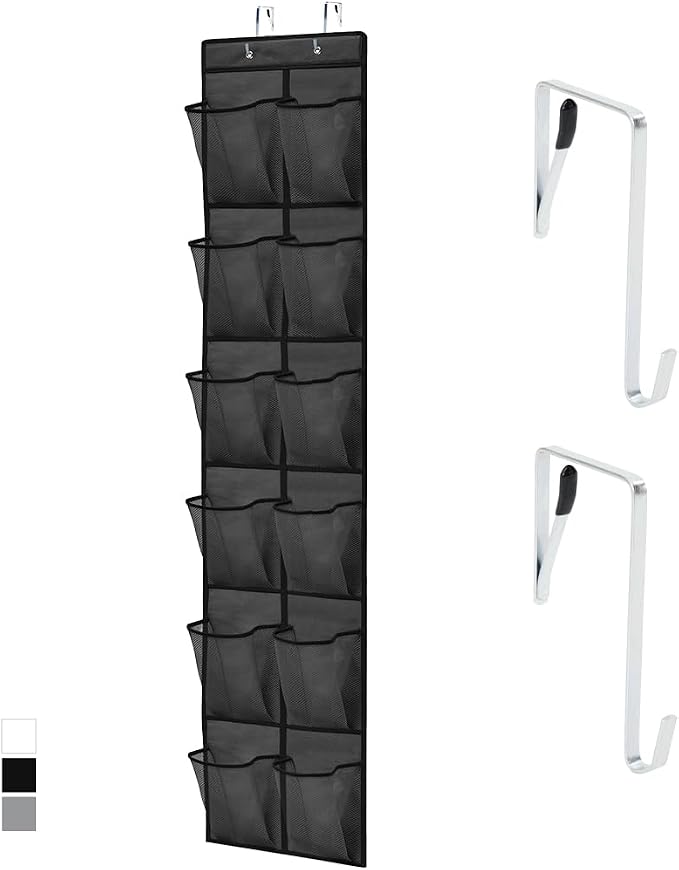 GORILLA GRIP Over the Door Shoe Organizer, 12 Large Breathable Mesh Pockets by GorillaGrip