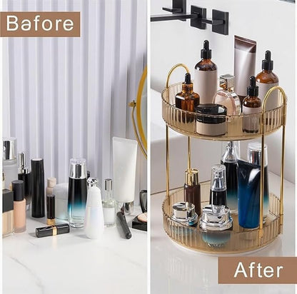 360 Rotating Makeup Organizer, 2 Tier Countertop Storage, Large Capacity - Image 4