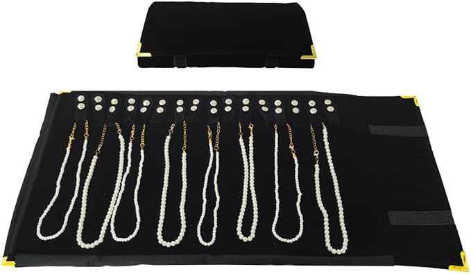 Premium Jewelry Roll Organizer for 16 Necklaces 55cm x 29cm Metal Snap & Velcro - Image 5