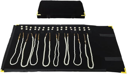 Premium Jewelry Roll Organizer for 16 Necklaces 55cm x 29cm Metal Snap & Velcro - Image 5
