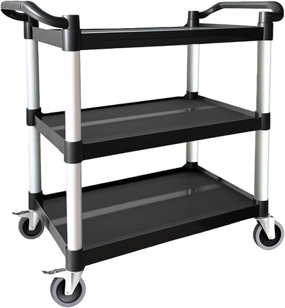 Plastic Utility Carts with Wheels, 3-Tier Rolling Service Cart, 300 lbs Heavy by Befeshine