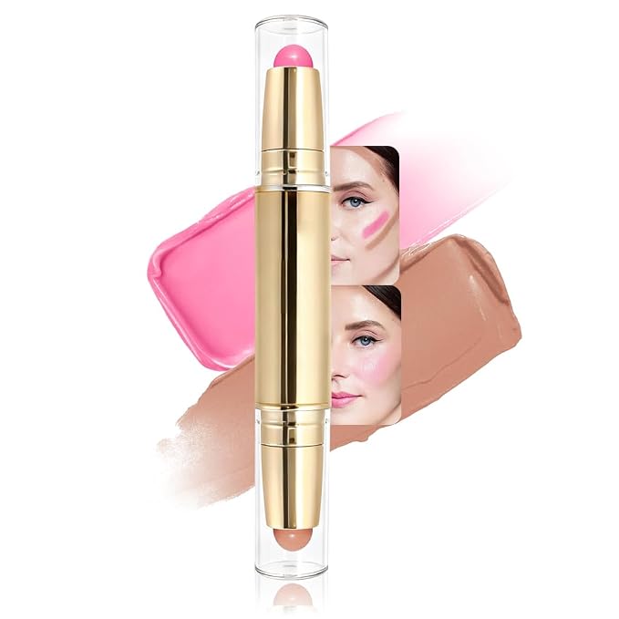 evpct 2In1 Blush Contour Multiuse Makeup Stick, Beachy Pink & Nude Creamy by evpct