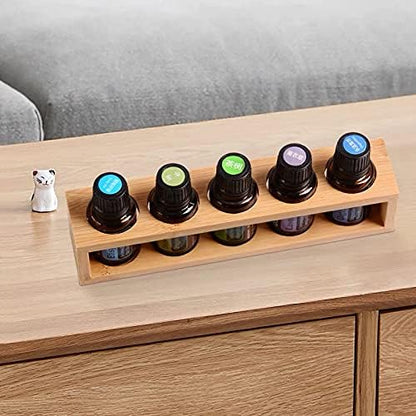 Natural Bamboo Essential Oils Storage Rack fits 15ml bottles 1 Tier Tabletop - Image 7