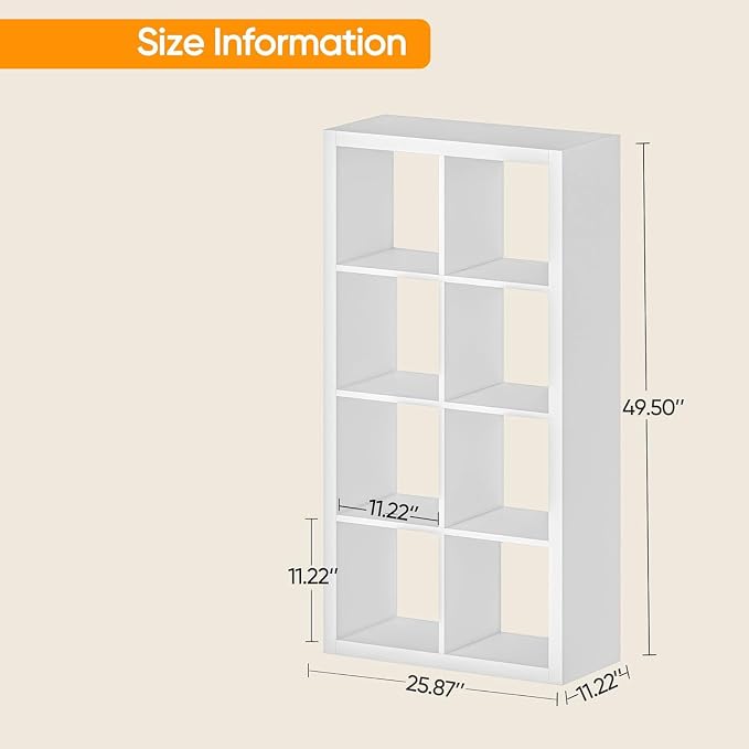 furtble Bookshelf with Storage Bins, 8-Cube Storage Organizer with Back Panels - Image 3
