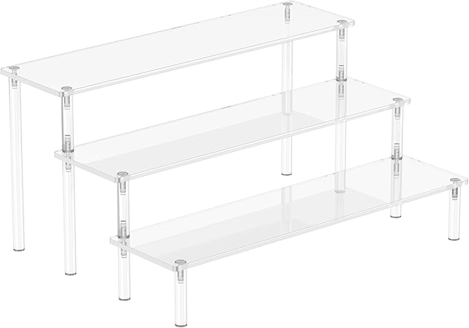 Acrylic Display Risers, 3 Tier Perfume Organizer Stand, Large Shelf Risers by Aredpoook
