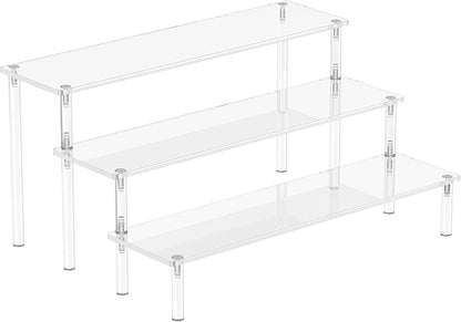 Acrylic Display Risers, 3 Tier Perfume Organizer Stand, Large Shelf Risers by Aredpoook