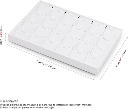 Oirlv Premium White Leather Stackable Jewelry Tray 24 Grid Jewelry Organizer - Image 9