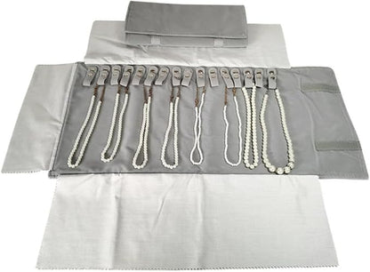 Premium Jewelry Roll Organizer for 16 Necklaces 55cm x 29cm Metal Snap & Velcro - Image 5