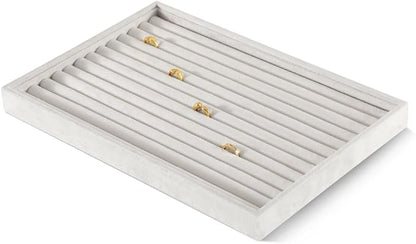 Velvet Ring Display Tray, Stackable Muilt Slot Rings Ear Stud Storage Tray - Image 3