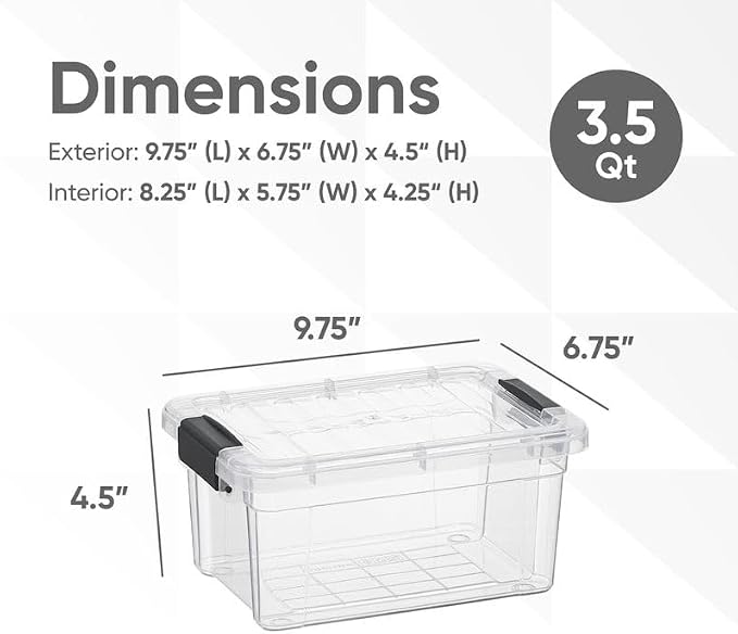 Superio Clear Storage Box with Lid, 3.5 Quart Plastic Container Bins - Image 2