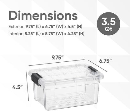 Superio Clear Storage Box with Lid, 3.5 Quart Plastic Container Bins - Image 2