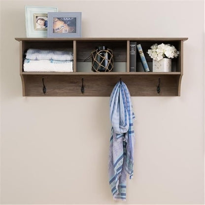 Prepac Drifted Gray 48" Contemporary Wall Mounted Coat Rack, Coat Hooks Wall - Image 2