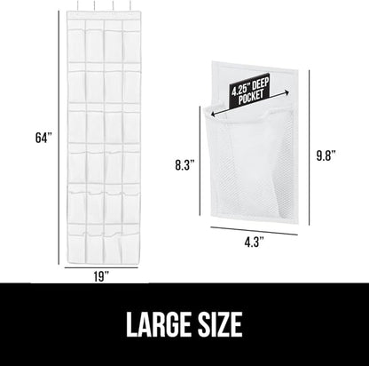 GORILLA GRIP Over the Door Shoe Organizer, 24 Large Breathable Mesh Pockets - Image 6