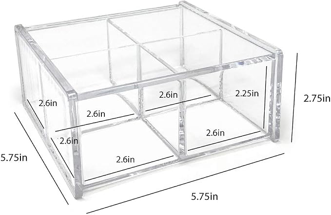 Isaac Jacobs 4-Compartment Square Clear Acrylic Organizer - Image 3
