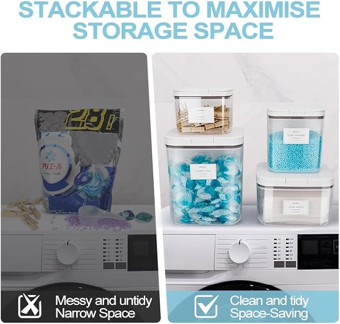 4 Pack Stackable Laundry Pods Container & Dryer Sheet Holder - Image 5