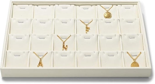 24 Grids Necklace Display Tray, Stackable Jewelry Organizer Trays, Microfiber by Papten