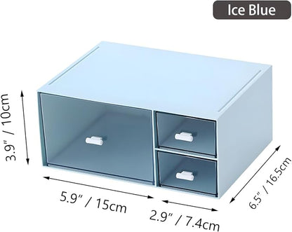 Desktop Stackable Storage 3 Drawers, Makeup Desk Organiser Storage Box - Image 3