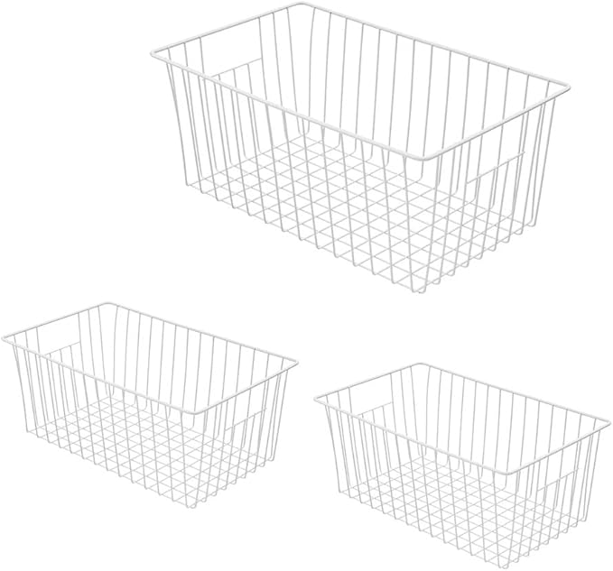 16Lx12W inch Wider Freezer Storage Organizer Baskets Container, Deep Metal Wire by Y.Z.Bros