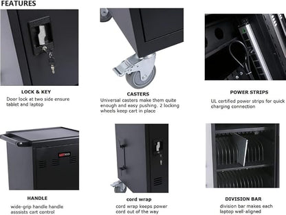 Laptop Charging Cart, 32 Devices Tablet Storage Carts - Image 3