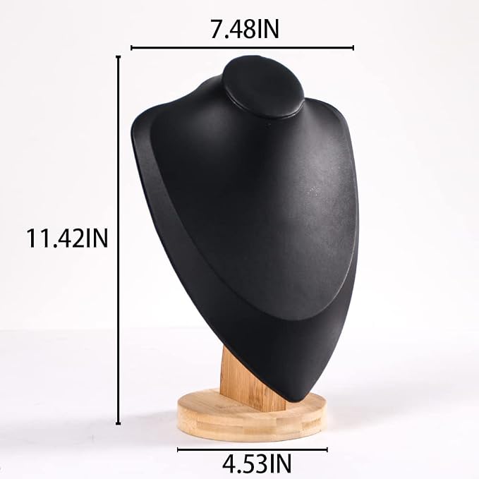 Coward 3D PU Leather Necklace Display Bamboo Chain Jewelry Model Bust Stand - Image 2