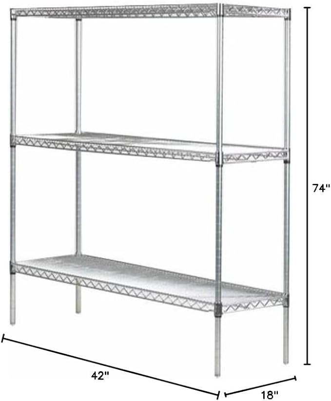 Omega 18" Deep x 42" Wide x 74" High 3 Tier Gray Starter Shelving Unit - Image 3