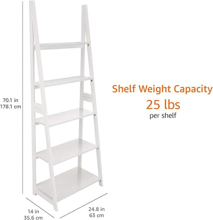 Amazon Basics Ladder Bookshelf Organizer, Solid Rubberwood Frame, 14D x 24.8W x - Image 3