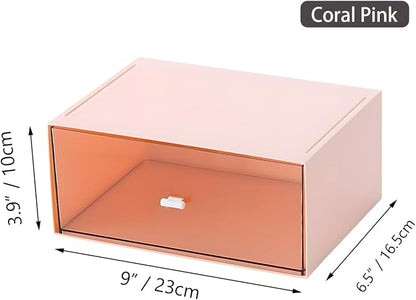 Desktop Stackable Storage with 1 Deep Drawer, Stackable Plastic Storage Drawer - Image 3