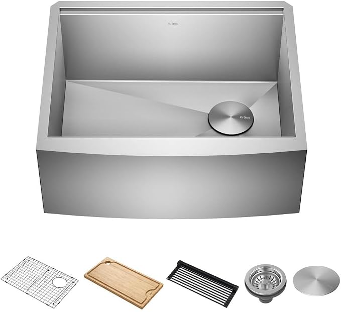 KRAUS Kore 24-Inch Farmhouse Workstation 16 Gauge Single Bowl Stainless Steel by KRAUS