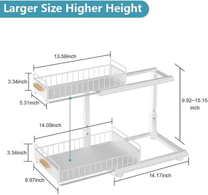 Under Sink Organizer Kitchen, Pull Out Cabinet Organizer 2 Tier Slide Out Sink - Image 7