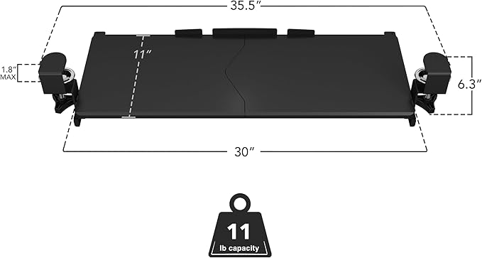 Mount-It! 30” Extra-Wide Clamp-On Under Desk Keyboard Tray, Large Slide-Out - Image 3