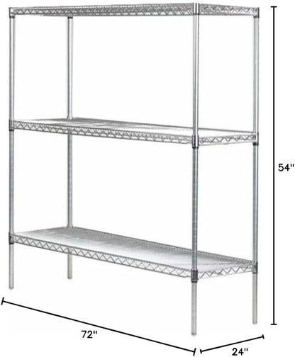 Omega 24" Deep x 72" Wide x 54" High 3 Tier Gray Starter Shelving Unit - Image 3