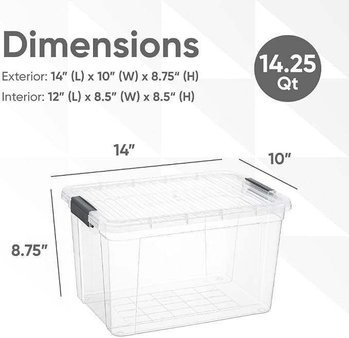Superio Clear Storage Box with Lid, 14.25 Quart Plastic Container Bins - Image 2