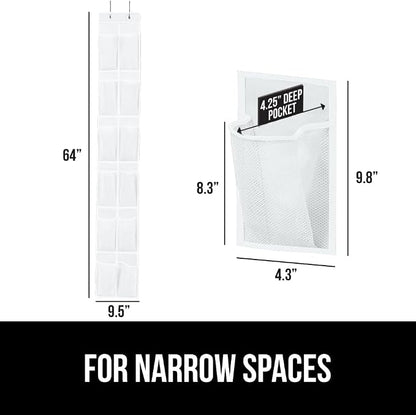 GORILLA GRIP Over the Door Shoe Organizer, 12 Large Breathable Mesh Pockets - Image 6