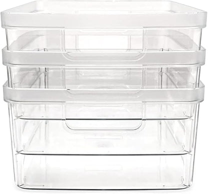 Isaac Jacobs 3-Pack Medium Clear Storage Bins w/Cutout Handles, Plastic - Image 6