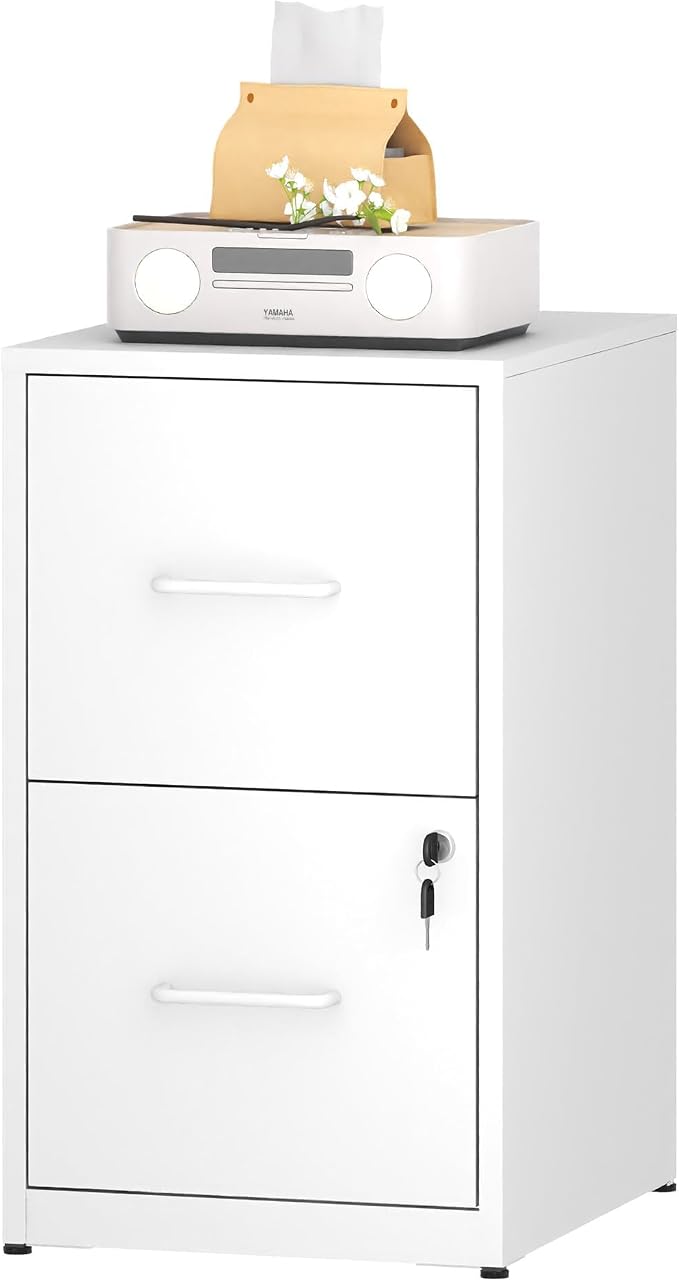 2 Drawer File Cabinet with Lock, Vertical Metal Filing Cabinet Under Desk by EKJOfficials