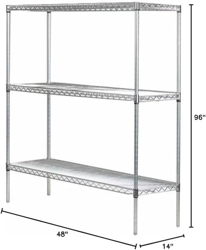 Omega 14" Deep x 48" Wide x 96" High 3 Tier Chrome Starter Shelving Unit - Image 2