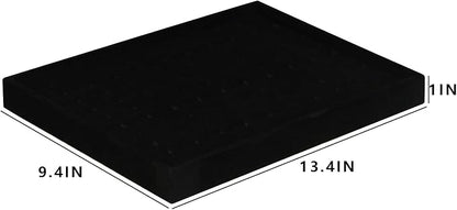 Coward 2Pcs/Set Black Velvet Stackable Ring Organizer Tray, Velvet Ring Earring - Image 5