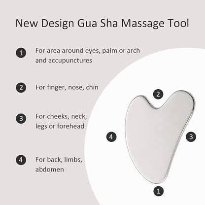 Yeamon Gua Sha Facial Tools and Face Roller Set, Facial Massage Tool - Image 5