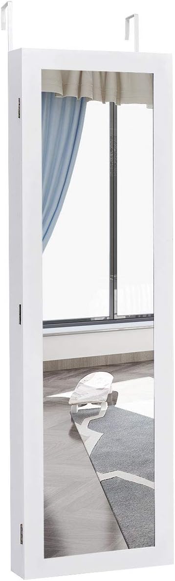 Giantex Wall Door Mounted Mirrored Jewelry Cabinet Jewelry Armoire Storage - Image 8