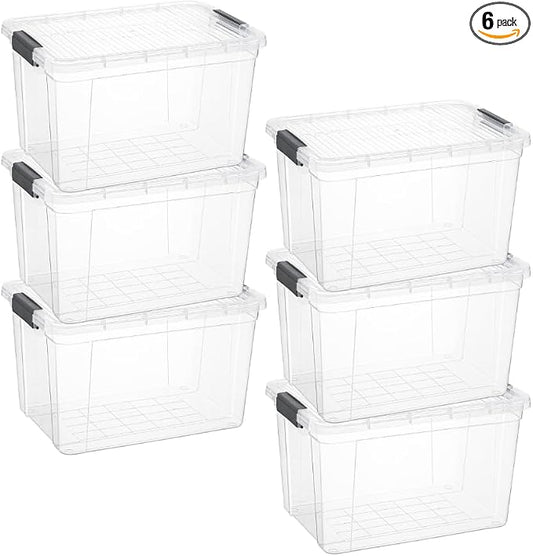 Superio Storage Bins with Lids- Clear Boxes by Superio