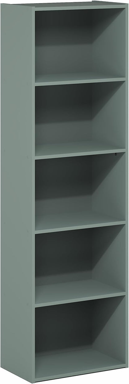 Furinno LUDER Book Shelf, 5-Tier Bookshelf, 9.4" x 15.8" x 52", - Image 5