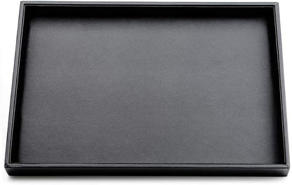 Black PU Leather Jewelry Display Flat Tray Ring Necklace Watch Organizer - Image 9