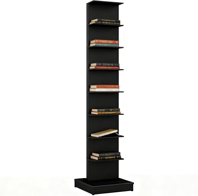 Invisible Vertical Spine Bookshelf Tower, Tall Narrow Metal Bookshelf by Unknown