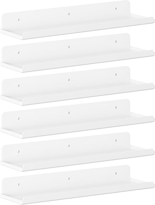 Lifewit Floating Shelves for Wall, 6 Pack White Acrylic Shelf 15" Room Decor by Lifewit